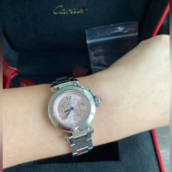 PASHA DE CARTIER WATCH PINK DIAL - Picture 2 of 5